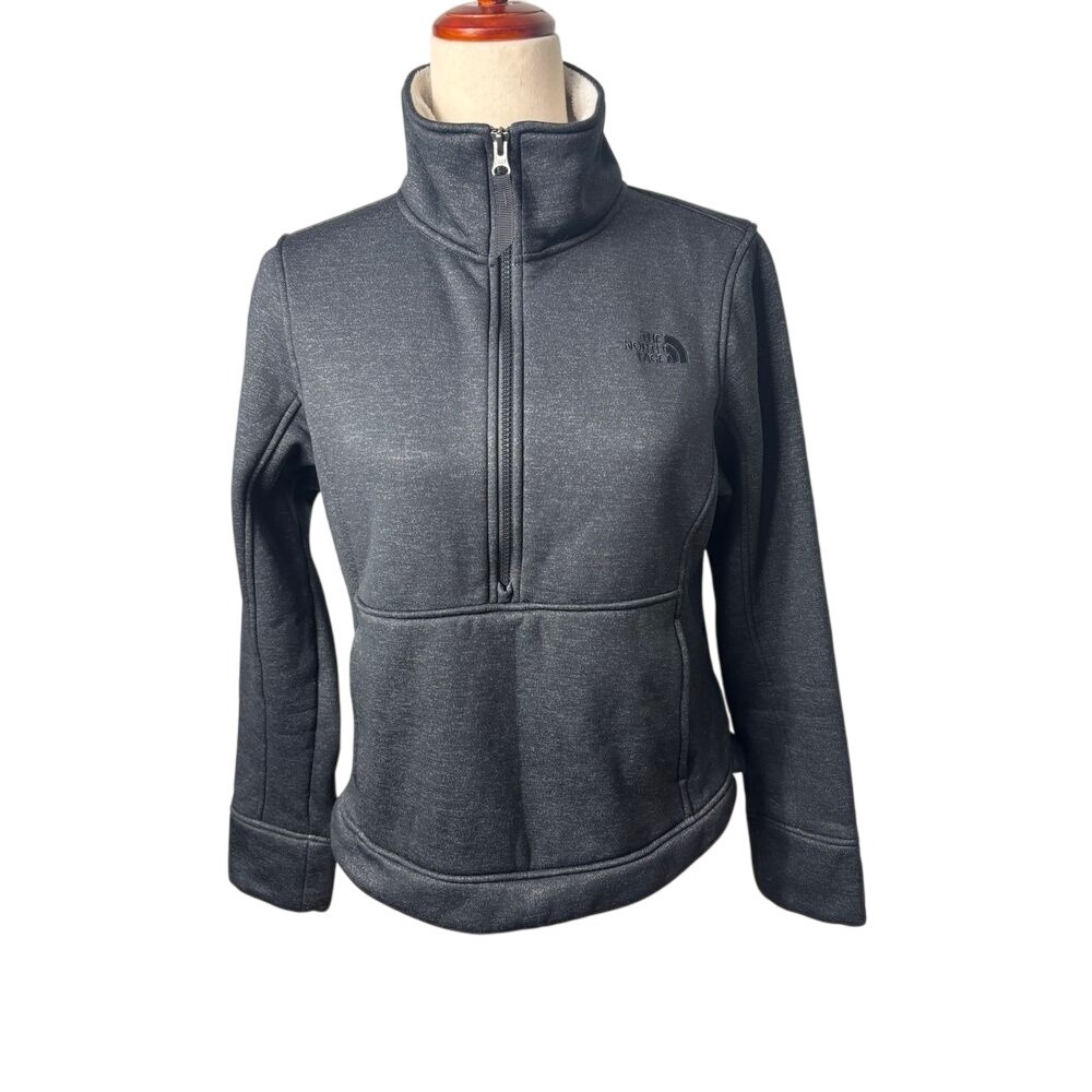 The North Face Half Zip Top‎ Women's Size Medium Gray Black Fleece Lined
